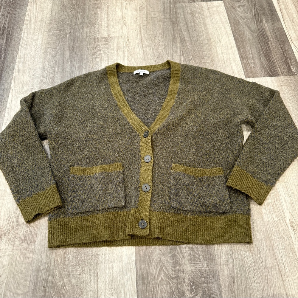 Madewell Olive Green Wool Blend Button Cardigan